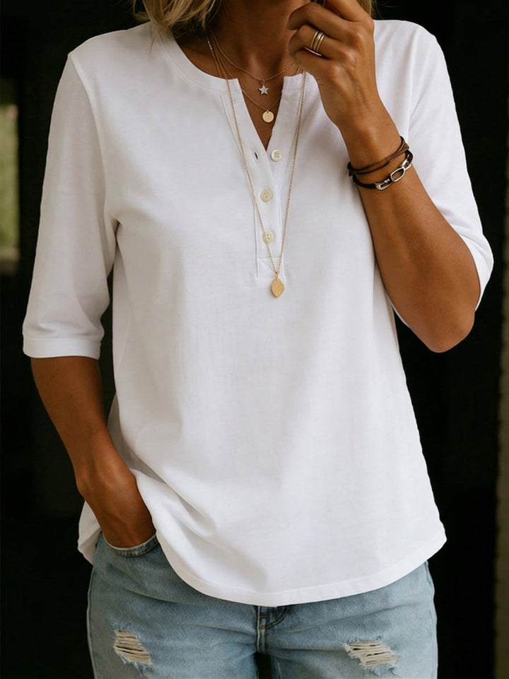 Hildah - Stylish Henley Top With Button