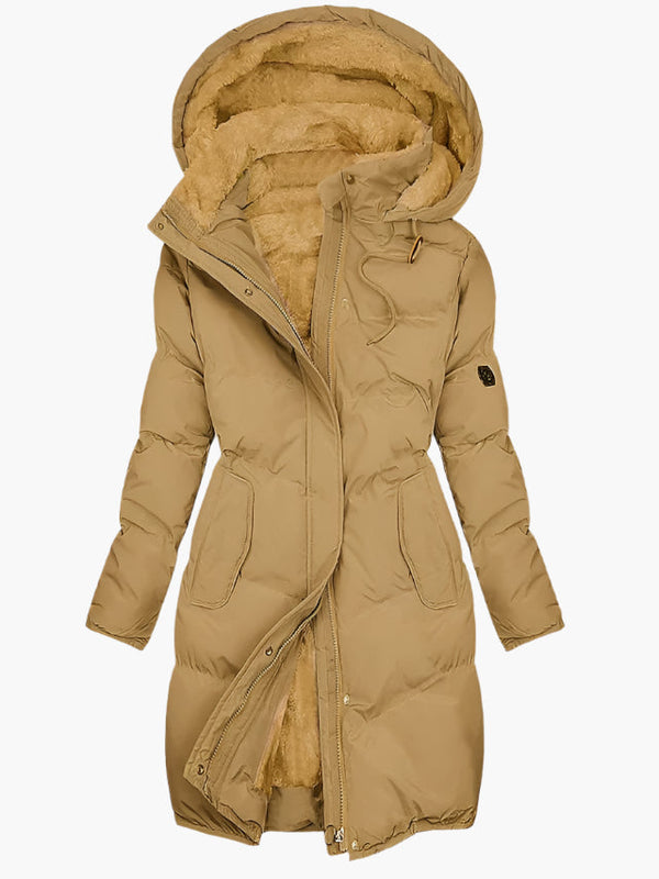 Yvienne - Lined Winter Coat with Hood and Zipper