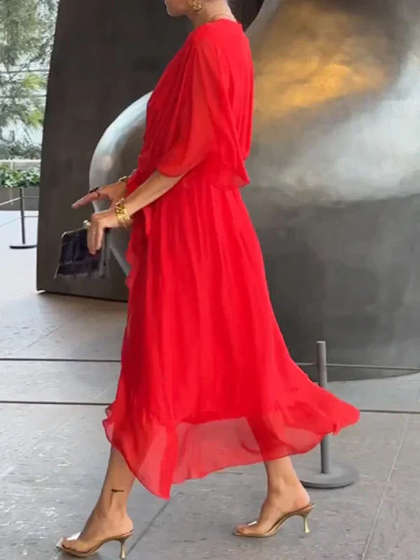 Ramilya - V-Neck Chiffon Dress