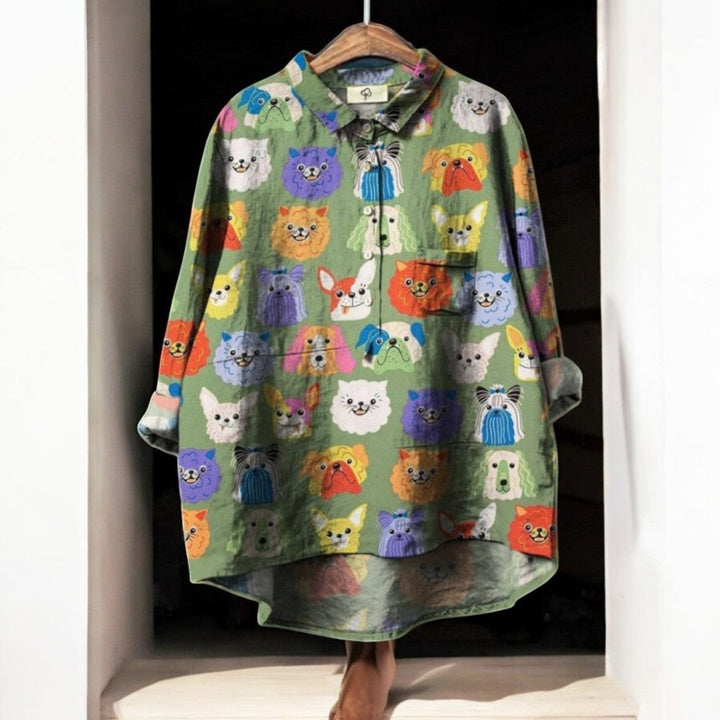 Skaiste - Exclusive Blouse With Dog Print