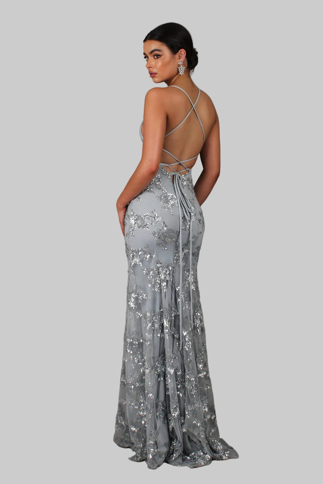 Ayela - Sequin Tie Back V-Neck Maxi Dress