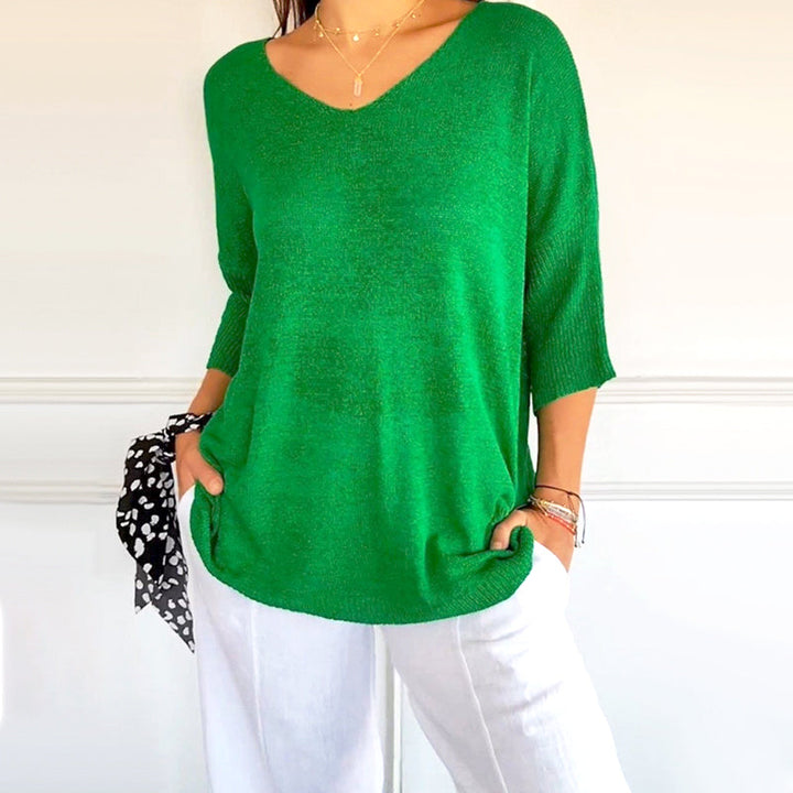 Anjela - Casual knitted Shirt With V-Neck