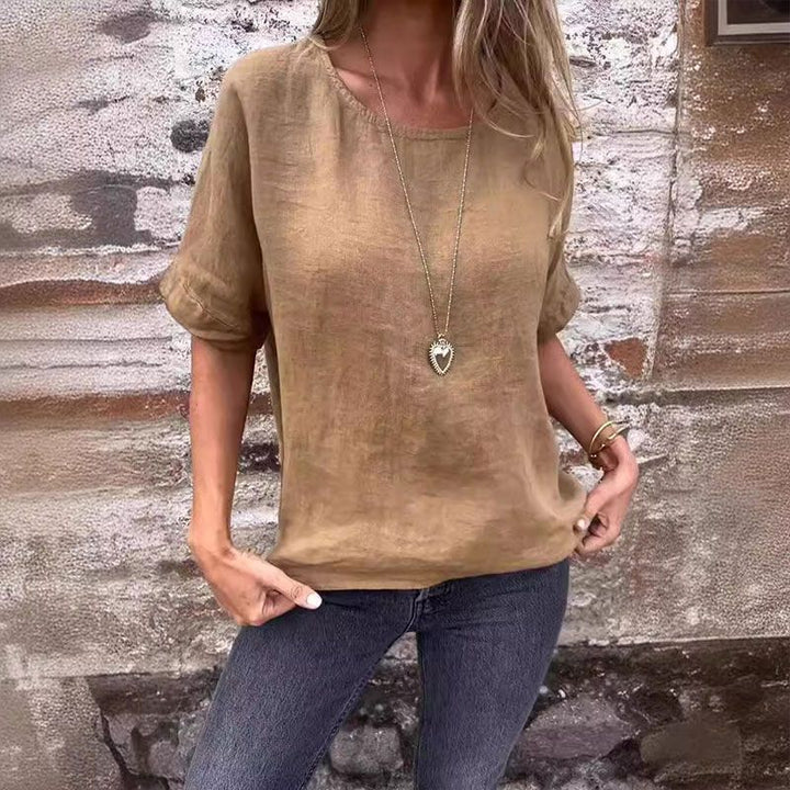 Joline - Round Neck and Half Sleeves Blouse