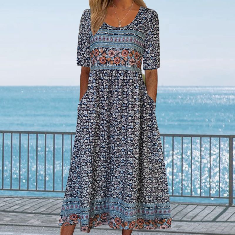 Dinara - Elegant Dress With a Boho Print