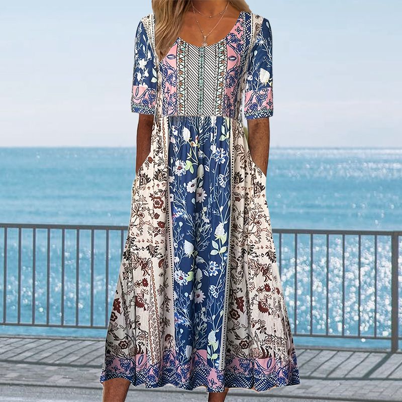 Dinara - Elegant Dress With a Boho Print