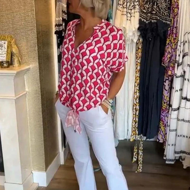 Naskia - Short Sleeve V-Neck Blouse