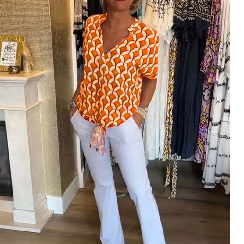 Naskia - Short Sleeve V-Neck Blouse
