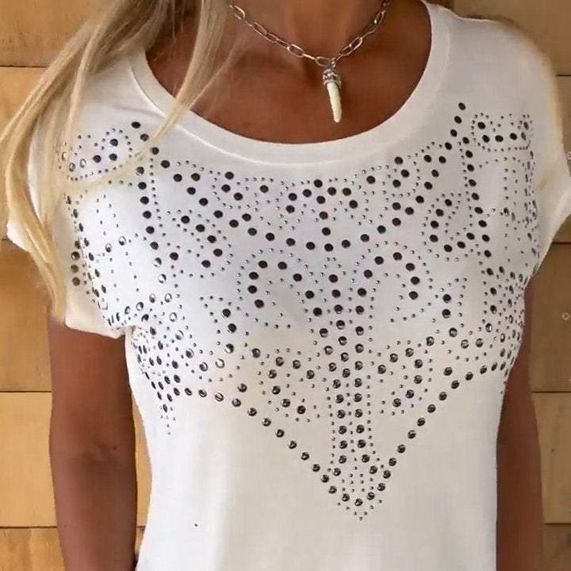 Frances - Short Sleeve T-Shirt With Hot Print