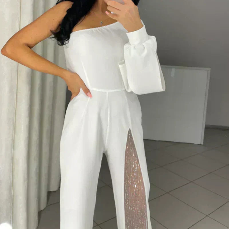 Azlina - One Shoulder Flared Jampsuit
