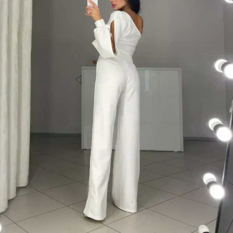 Azlina - One Shoulder Flared Jampsuit