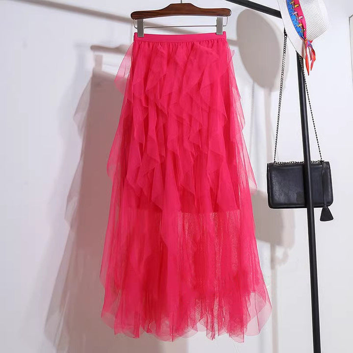 Nadeene - Irregular And Layered Long Skirt With Ruffles