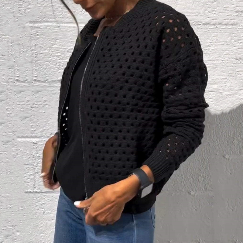 Raluca - Casual Knitted Jacket With Zipper