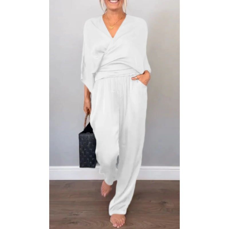 Samira - V Neck Top and Mercerized Cotton Pants