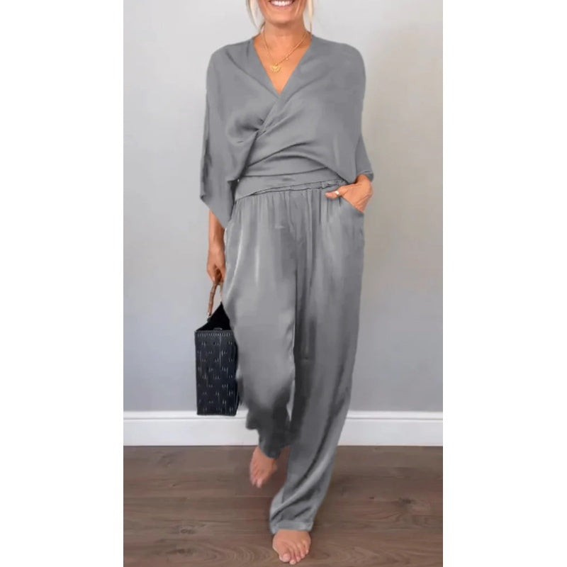 Samira - V Neck Top and Mercerized Cotton Pants