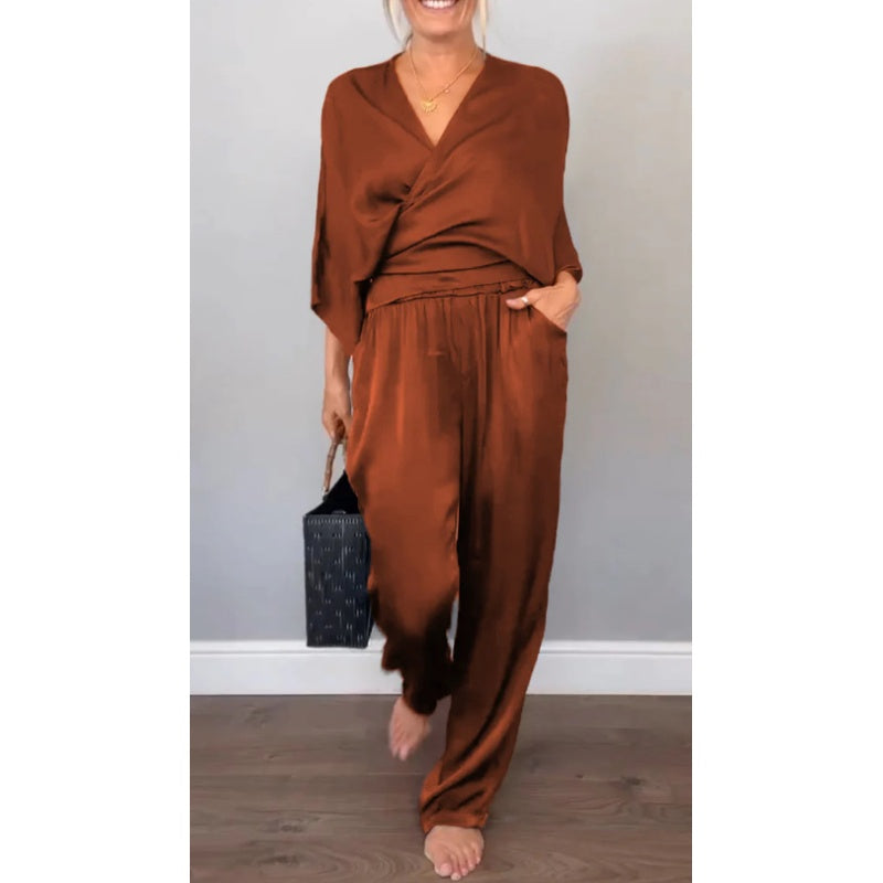 Samira - V Neck Top and Mercerized Cotton Pants