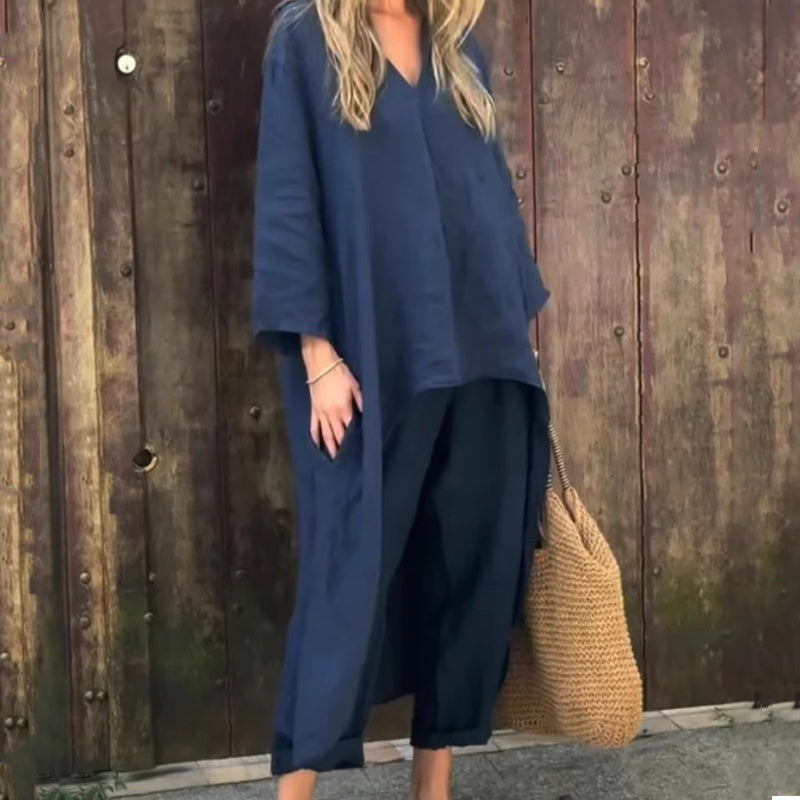 Abby - 2-Piece Set With Loose Pockets And V-Neck