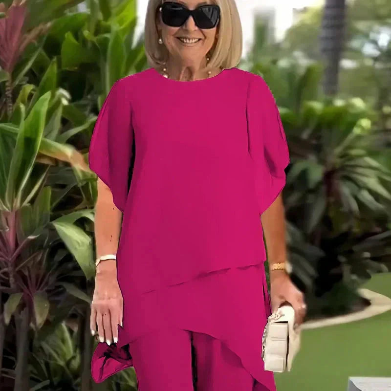 Lianah - Blouse With Wide Leg Pant Set