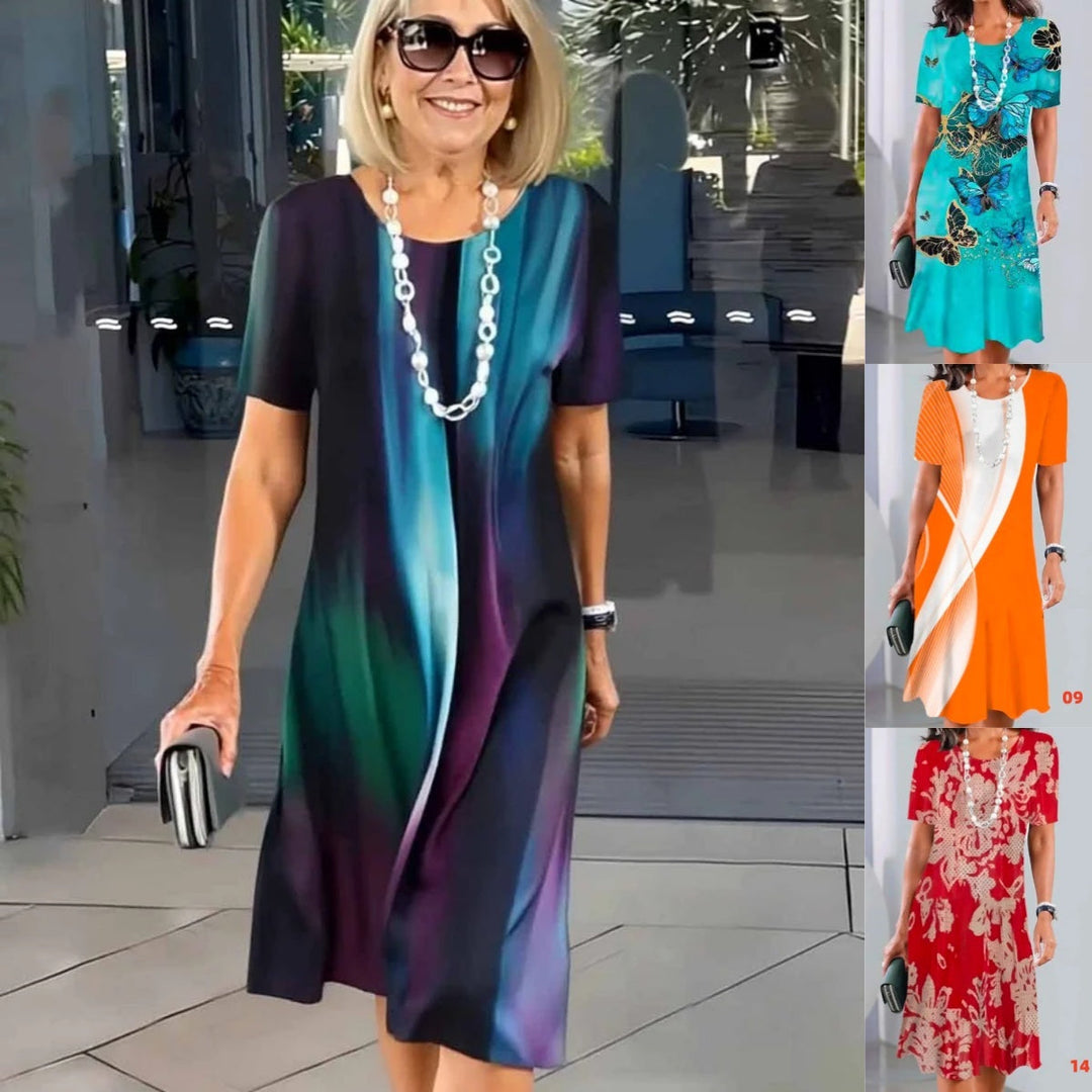 Lourah – Printed Pleated Midi Dress