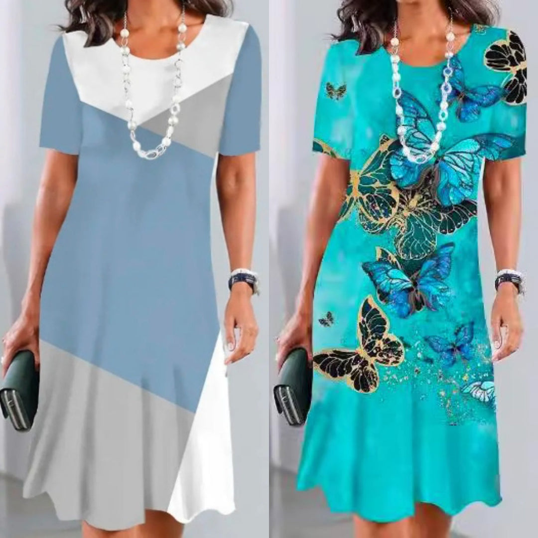 Lourah – Printed Pleated Midi Dress