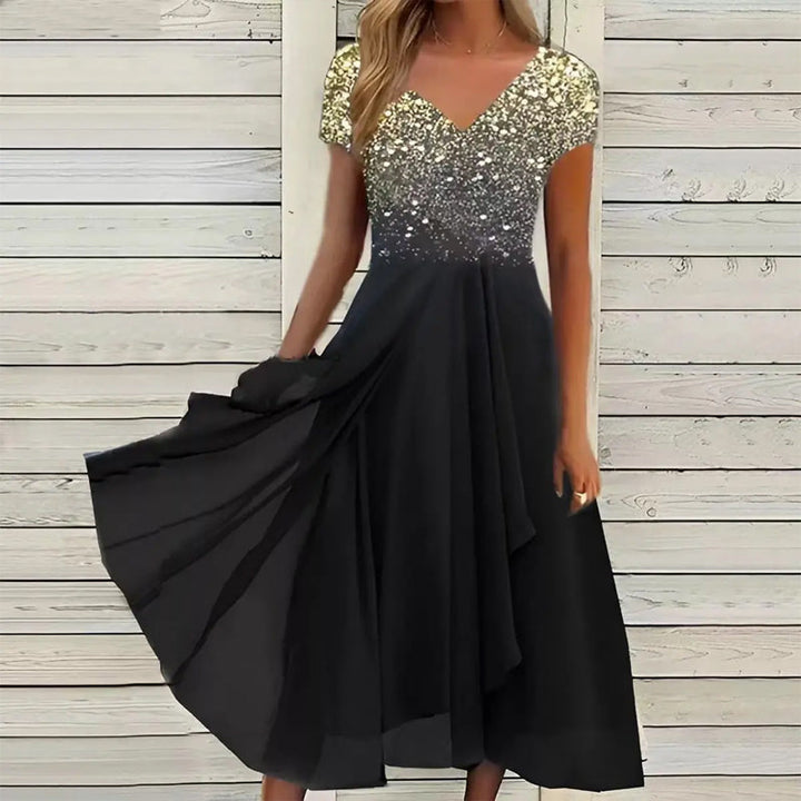 Doina - Stylish V Neck Printed Dress