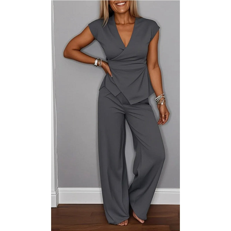 Angeliki - Elegant V-Neck Two Piece Set