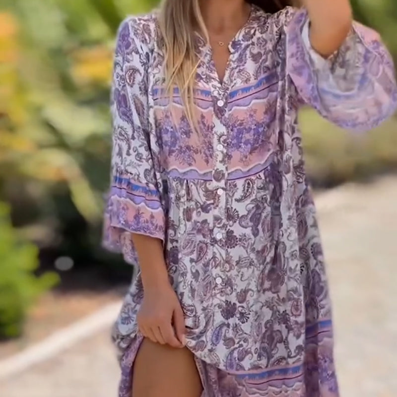 Suelen - Stylish V-neck Floral Dress