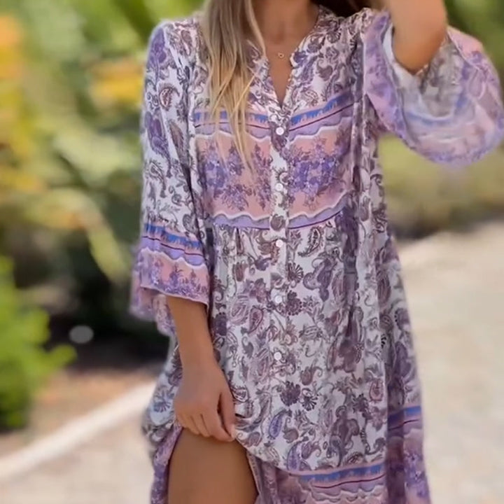 Suelen - Stylish V-neck Floral Dress