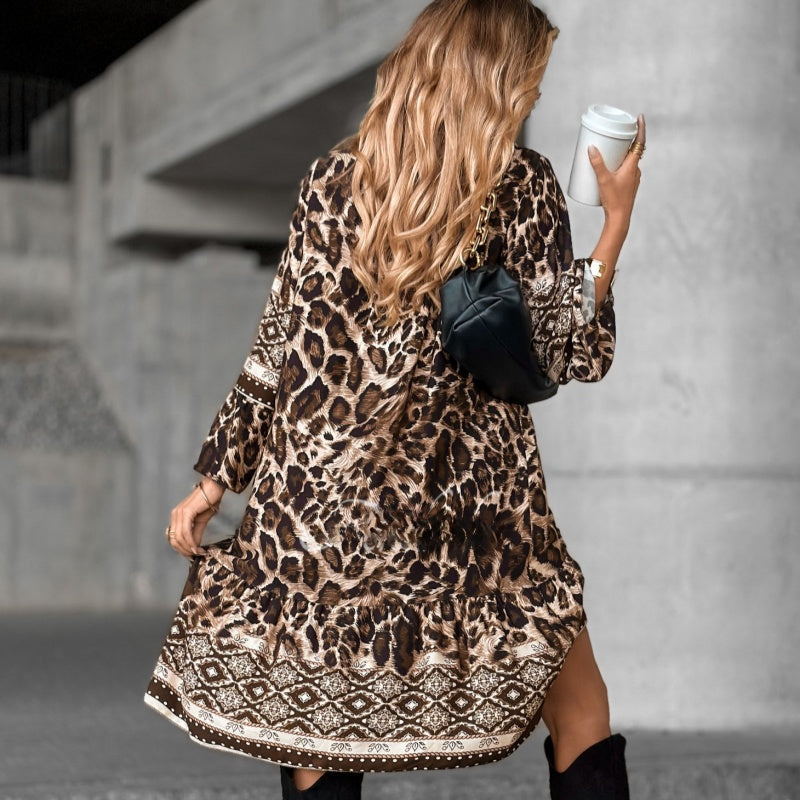 Anoukka - Elegant Long Sleeve Printed Dress