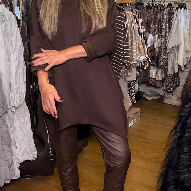Aldona - Asymmetrical Top And Plain Pants