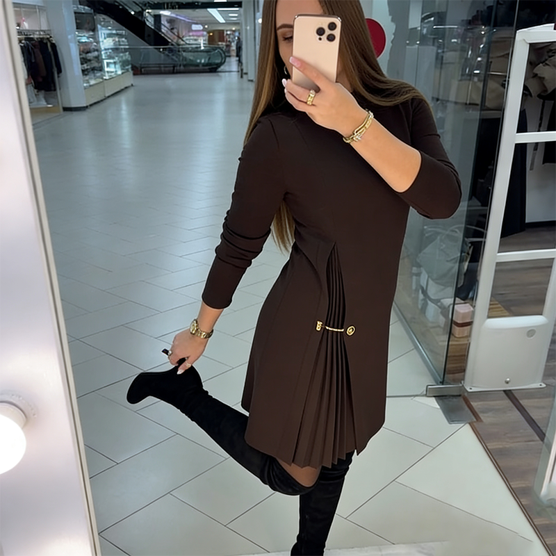 Noctura - Long Sleeve Pleated Dress