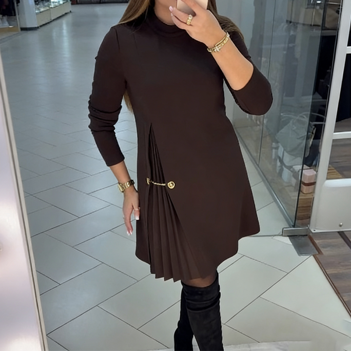 Noctura - Long Sleeve Pleated Dress