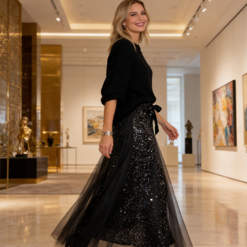 Pnina - Stylish Sparkle Top And Tulle Skirt