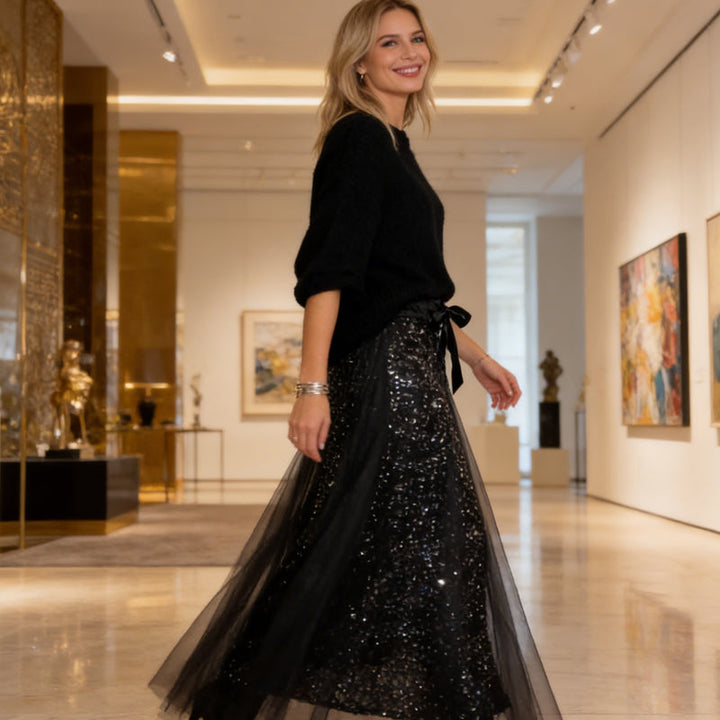Pnina - Stylish Sparkle Top And Tulle Skirt
