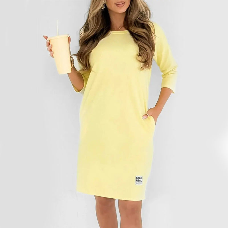 Sidsel - Elegant Round Neck T-Shirt Dress