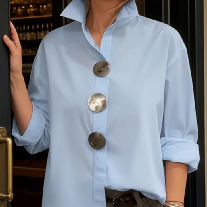 Cvijeta - Oversized Blouse with Large Metal Buttons