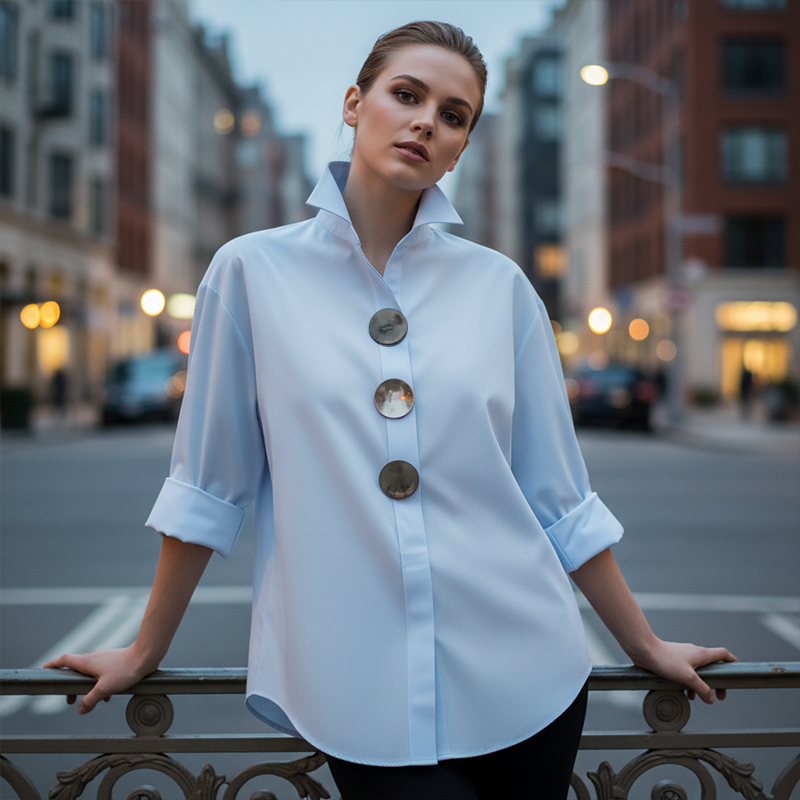 Cvijeta - Oversized Blouse with Large Metal Buttons