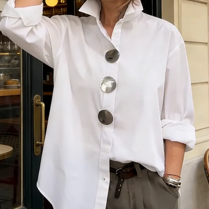 Cvijeta - Oversized Blouse with Large Metal Buttons