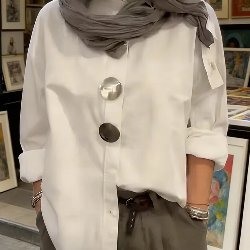 Cvijeta - Oversized Blouse with Large Metal Buttons