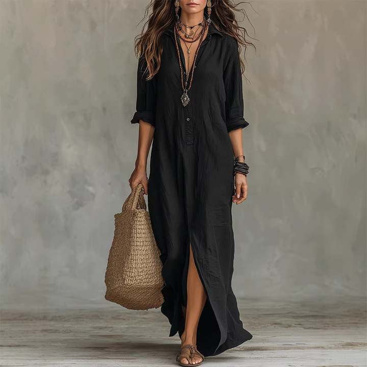 Nilza - Loose-fit Maxi Dress With a Front Slit