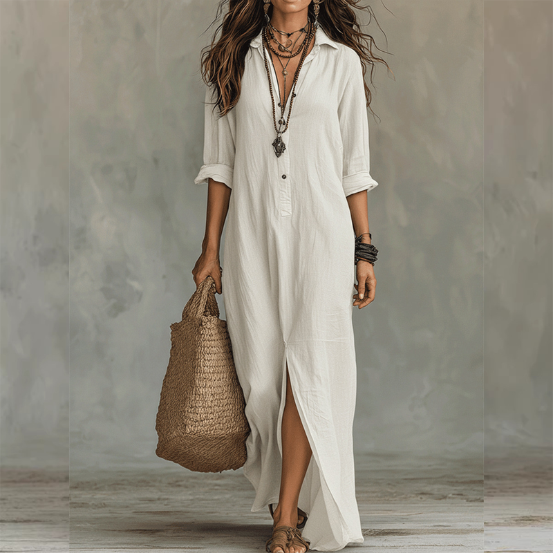 Nilza - Loose-fit Maxi Dress With a Front Slit