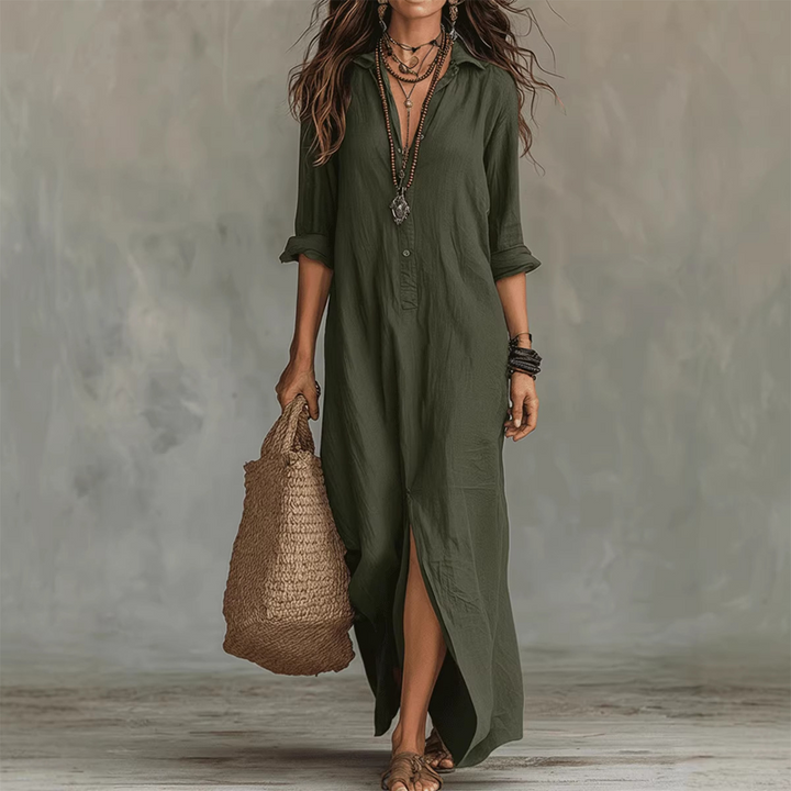 Nilza - Loose-fit Maxi Dress With a Front Slit