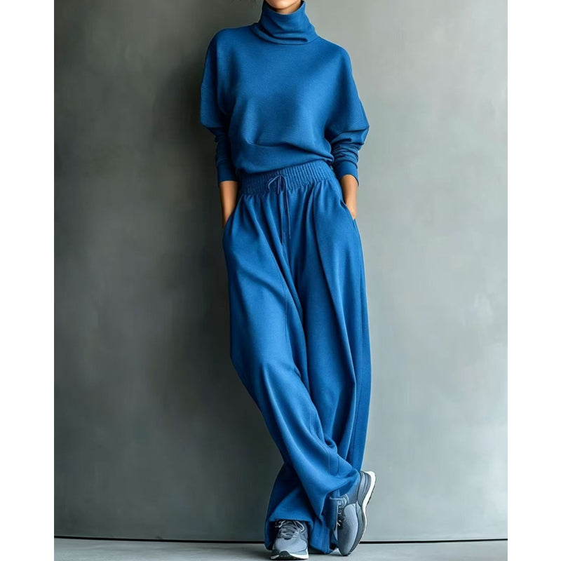 Vasiiaine - Turtleneck Wide Leg Two Piece Set