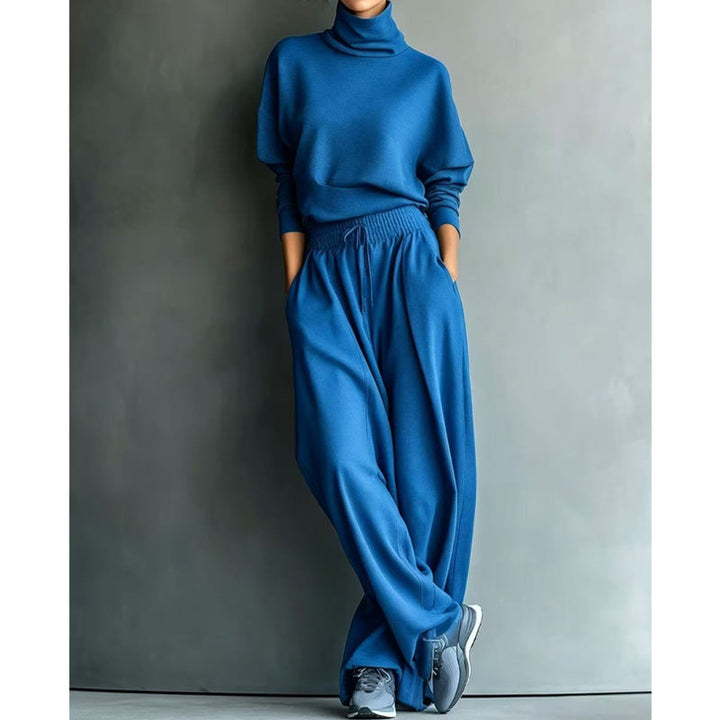Vasiiaine - Turtleneck Wide Leg Two Piece Set