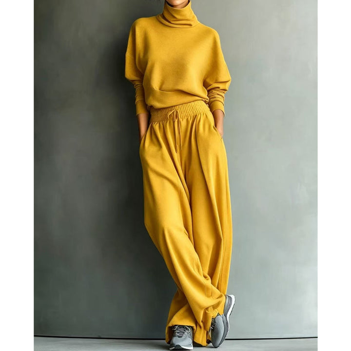 Vasiiaine - Turtleneck Wide Leg Two Piece Set