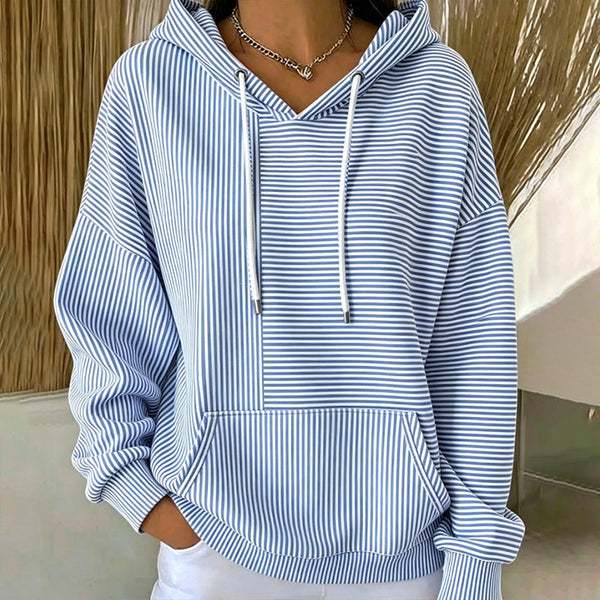 Nicoisuva - Striped Hoodie With Drawstring and Kangaroo Pocket