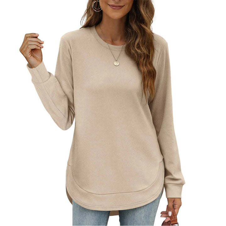 Paloine - Crew Neck Sweatshirt With Curved Hem