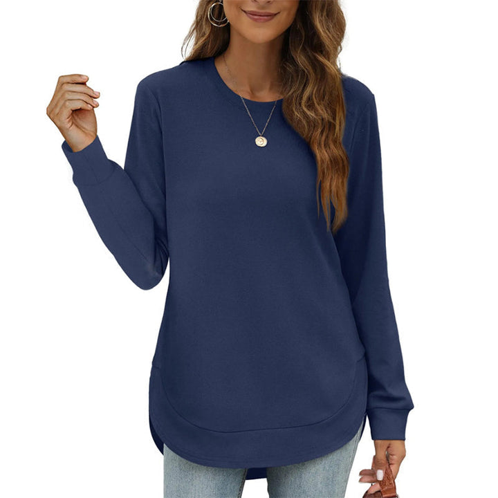 Paloine - Crew Neck Sweatshirt With Curved Hem