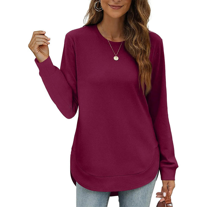 Paloine - Crew Neck Sweatshirt With Curved Hem