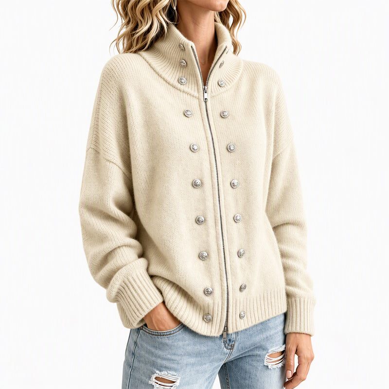 Laurea - Knitted Cardigan With Decorative Button