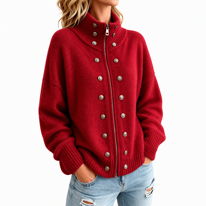 Laurea - Knitted Cardigan With Decorative Button